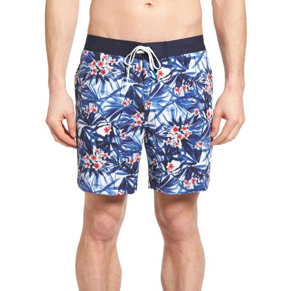 Michael Bastian Mens Floral Board Shorts Small S Trunks 6" Inseam